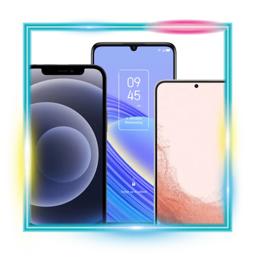 A collection of mobile phones that are sold by Asda Mobile.